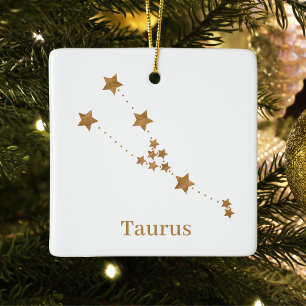 Modern Zodiac Sign Gold Taurus   Element Earth Keramisch Ornament