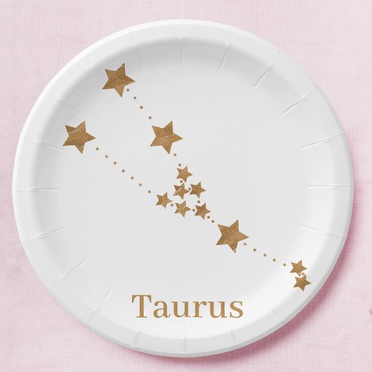 Modern Zodiac Sign Gold Taurus | Element Earth Papieren Bordje