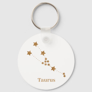 Modern Zodiac Sign Gold Taurus   Element Earth Sleutelhanger