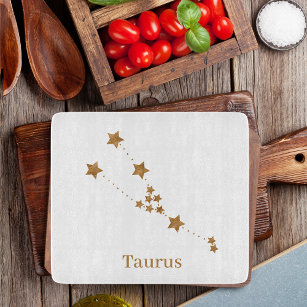 Modern Zodiac Sign Gold Taurus   Element Earth Snijplank