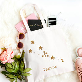Modern Zodiac Sign Gold Taurus | Element Earth Tote Bag