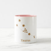 Modern Zodiac Sign Gold Taurus | Element Earth Tweekleurige Koffiemok (Center)