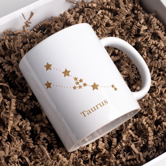 Modern Zodiac Sign Gold Taurus | Element Earth Tweekleurige Koffiemok
