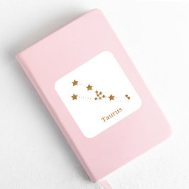 Modern Zodiac Sign Gold Taurus | Element Earth Vierkante Sticker
