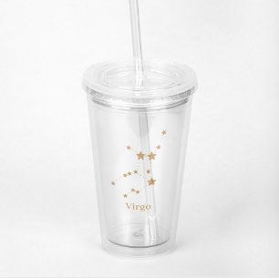 Modern Zodiac Sign Gold Virgo   Element Earth Acryl Drinkbeker