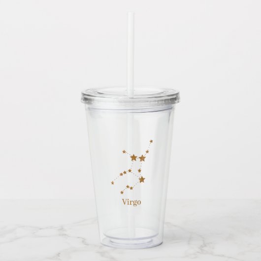 Modern Zodiac Sign Gold Virgo | Element Earth Acryl Drinkbeker (Voorkant)
