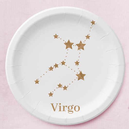 Modern Zodiac Sign Gold Virgo | Element Earth Papieren Bordje