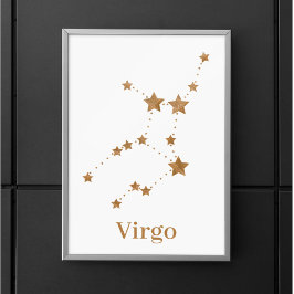 Modern Zodiac Sign Gold Virgo | Element Earth Poster