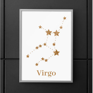 Modern Zodiac Sign Gold Virgo   Element Earth Poster