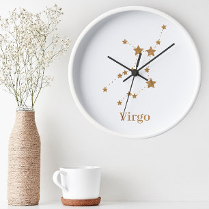 Modern Zodiac Sign Gold Virgo   Element Earth Ronde Klok