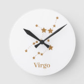 Modern Zodiac Sign Gold Virgo | Element Earth Ronde Klok (Voorkant)