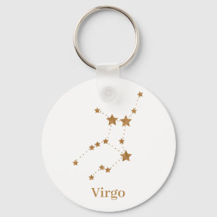 Modern Zodiac Sign Gold Virgo   Element Earth Sleutelhanger