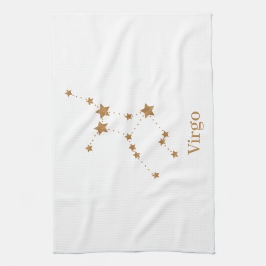 Modern Zodiac Sign Gold Virgo | Element Earth Theedoek (Verticaal)