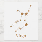 Modern Zodiac Sign Gold Virgo | Element Earth Wijn Etiket (Enkel label)