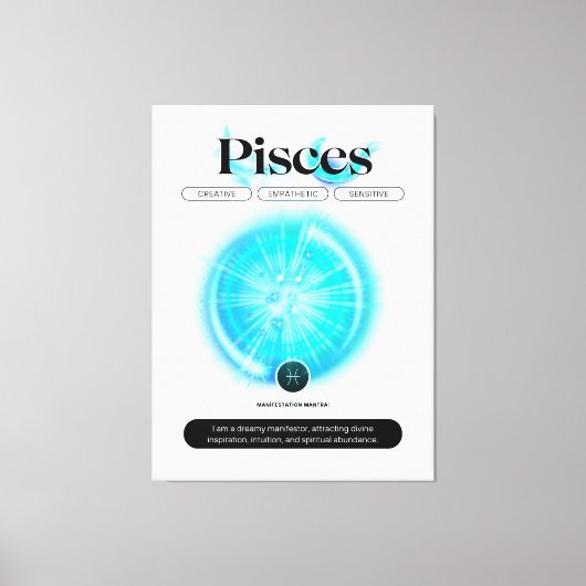 Modern Zodiac Sign Vissen Quote Water Element Canvas Afdruk (Voorkant)
