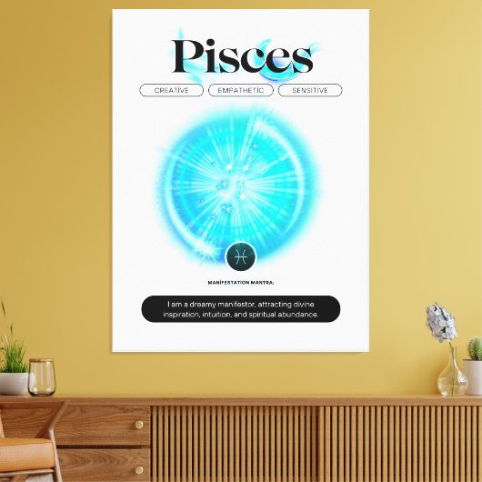 Modern Zodiac Sign Vissen Quote Water Element Canvas Afdruk (Insitu (Woonkamer))