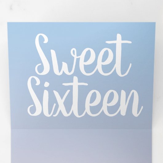 Modern zoet 16 pastel ombre twee tonen drieluik uitnodiging (Binnenzijde eerst)