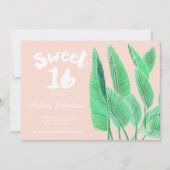 Modern zoet 16 waterverf tropisch blad roze kaart (Voorkant)