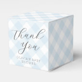 Modern + Zoet Licht Blauw Gingham Baby shower Bedankdoosjes (Voorkant Zijde)