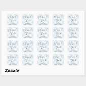Modern + Zoet Licht Blauw Gingham Baby shower Vierkante Sticker (Vel)