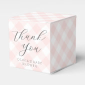 Modern + Zoet Licht Roze Gingham Baby shower Bedankdoosjes (Voorkant Zijde)