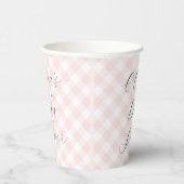 Modern + Zoet Licht Roze Gingham Baby shower Papieren Bekers (Rechts)