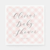 Modern + Zoet Licht Roze Gingham Baby shower Servet (Voorkant)