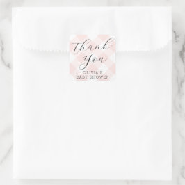Modern + Zoet Licht Roze Gingham Baby shower Vierkante Sticker