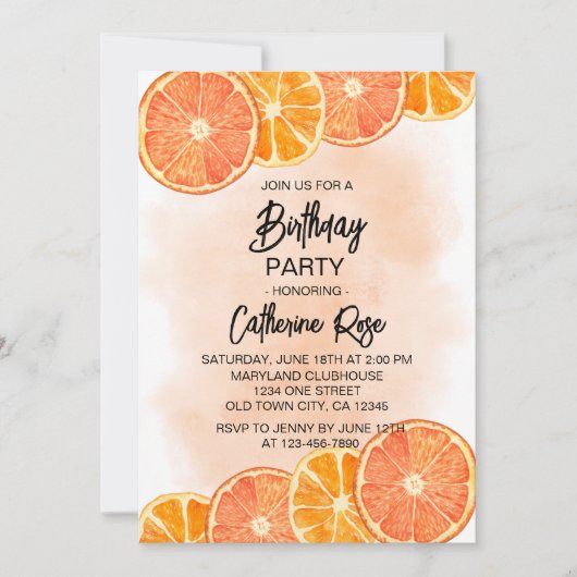 Modern Zoet Sinaasappel Citrus Slice Zomer Verjaar Kaart (Voorkant)