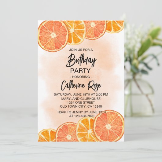 Modern Zoet Sinaasappel Citrus Slice Zomer Verjaar Kaart (Staand voorkant)