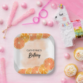 Modern Zoet Sinaasappel Citrus Slice Zomer Verjaar Papieren Bordje (Feest)