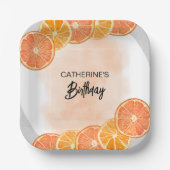 Modern Zoet Sinaasappel Citrus Slice Zomer Verjaar Papieren Bordje (Voorkant)