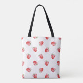 Modern zoete aardbeidesign monogram tote bag (Achterkant)