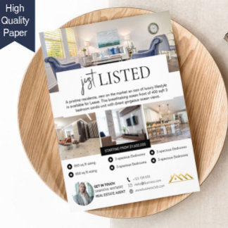 Modern zojuist aangeboden onroerend goed flyer