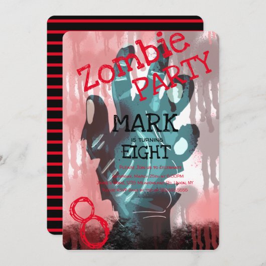 Modern Zombie Hands Bloody Halloween Birthday Kaart (Voorkant / Achterkant)
