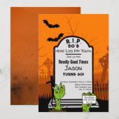 Modern Zombie Horror Thema 60ste Verjaardagsfeest Kaart (Voorkant / Achterkant)