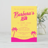 Modern Zomer Strand Geel Roze Zoet 16 Kaart (Staand voorkant)