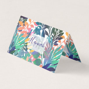 Modern zomerse tropische Waterverf Foliage-ontwerp Visitekaartje