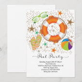 Modern zomerzwembad feest kaart (Voorkant / Achterkant)