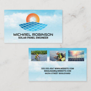 Modern Zonne-logo Schone Energie Technici Visitekaartje