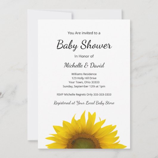 Modern Zonnebloem Baby shower Genderneutraal Kaart (Voorkant)
