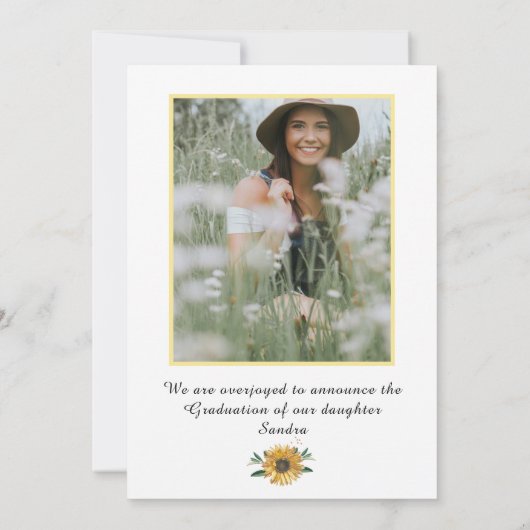 Modern Zonnebloem bloemenafstuderen Aankondiging (Achterkant)