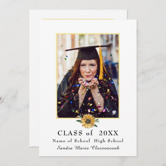 Modern Zonnebloem bloemenafstuderen Aankondiging (Voorkant / Achterkant)