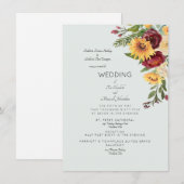 Modern Zonnebloem Boeket Beide Sets Ouders Invi Kaart (Voorkant / Achterkant)