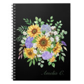  Modern Zonnebloem Boeket Zwart Notitieboek (Voorkant)