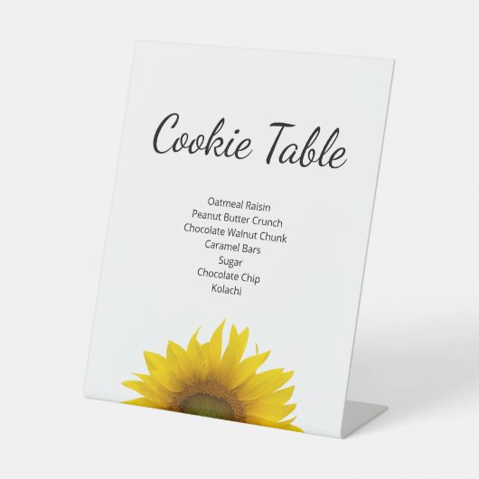 Modern Zonnebloem Cookie Tafel Baby shower Reclamebord Met Voetstuk (Voorkant)