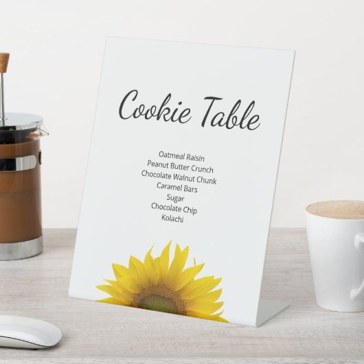 Modern Zonnebloem Cookie Tafel Baby shower Reclamebord Met Voetstuk (Insitu)
