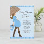 Modern Zwangere Baby shower van mama Blue Boy Kaart (Staand voorkant)