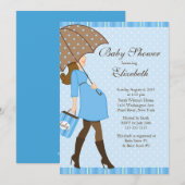 Modern Zwangere Baby shower van mama Blue Boy Kaart (Voorkant / Achterkant)