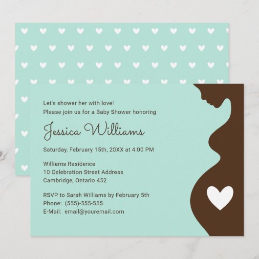 Modern Zwangere Vrouw Baby shower Uitnodiging - Jo (Voorkant / Achterkant)